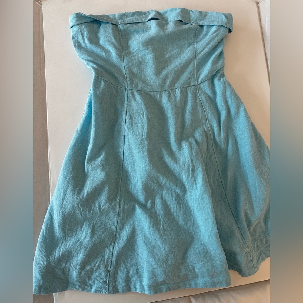 Abercrombie & Fitch Women's Light  Blue Sleeveless Cotton/Linen Mini Dress, S